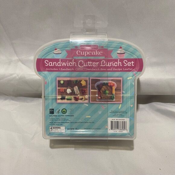 Cupcake Sandwich Cutter Lunch Set by Handstand Kitchen Clear Box Pink Cutter - Picture 4 of 9